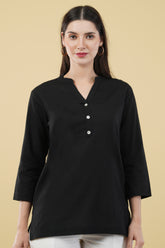 BLACK LINEN SHORT KURTA